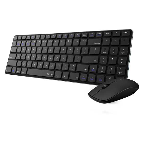 Rapoo 9300M Multimode Ultra Slim Keyboard and Mouse | Color Black | Best Computer Accessories in Bahrain | Halabh