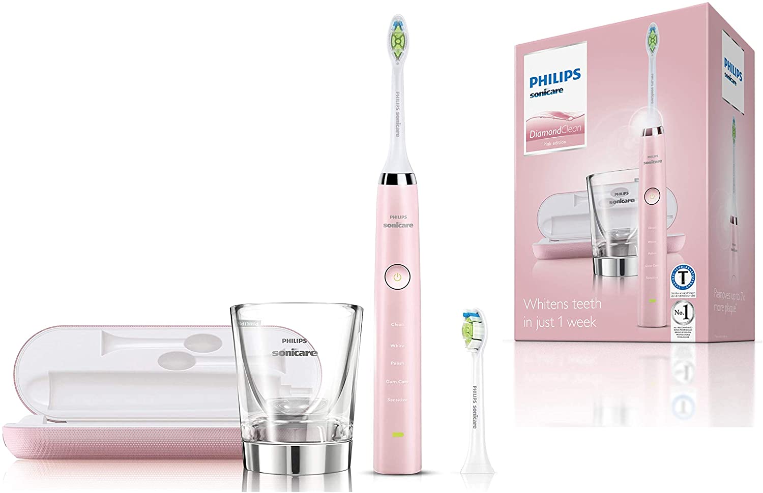Philips Sonicare DiamondClean Sonic Electric Rechargeable Toothbrush, Pink, HX9362