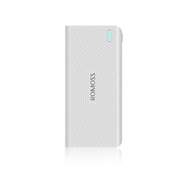 Romoss Sense15 Portable Power Bank 15000mAh with two USB Slot and Cable for Samsung Galaxy S8 In white
