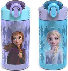 Disney Frozen II Anna Elsa Olaf Clear Flip Top Water Bottle