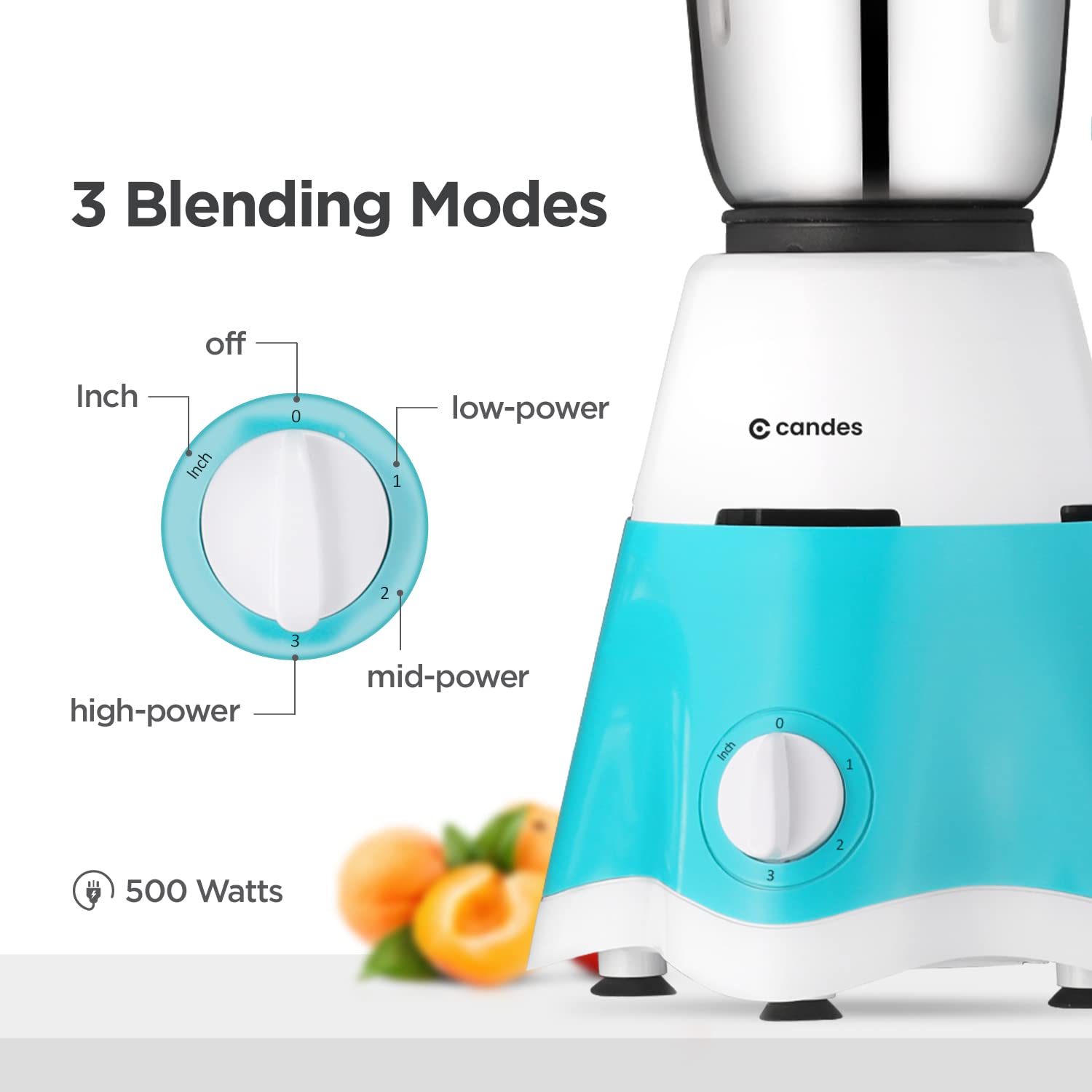 Candes Ultra 500 Watt Mixer Grinder White & Blue | Kitchen Appliances | Halabh.com