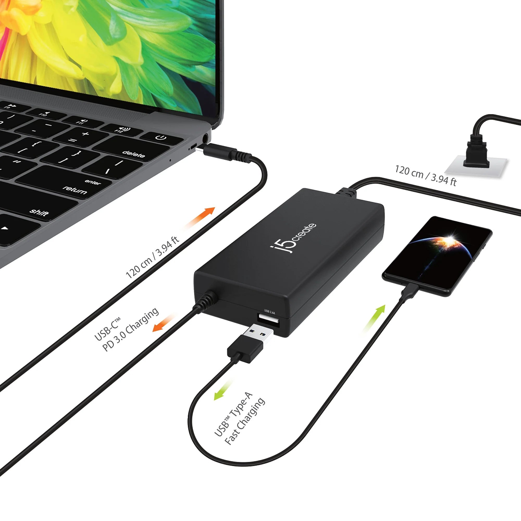J5create PD USB C Super Charger | Color Black | Power 100W | Best Chargers | Computer Accessories in Bahrain | Hlabh