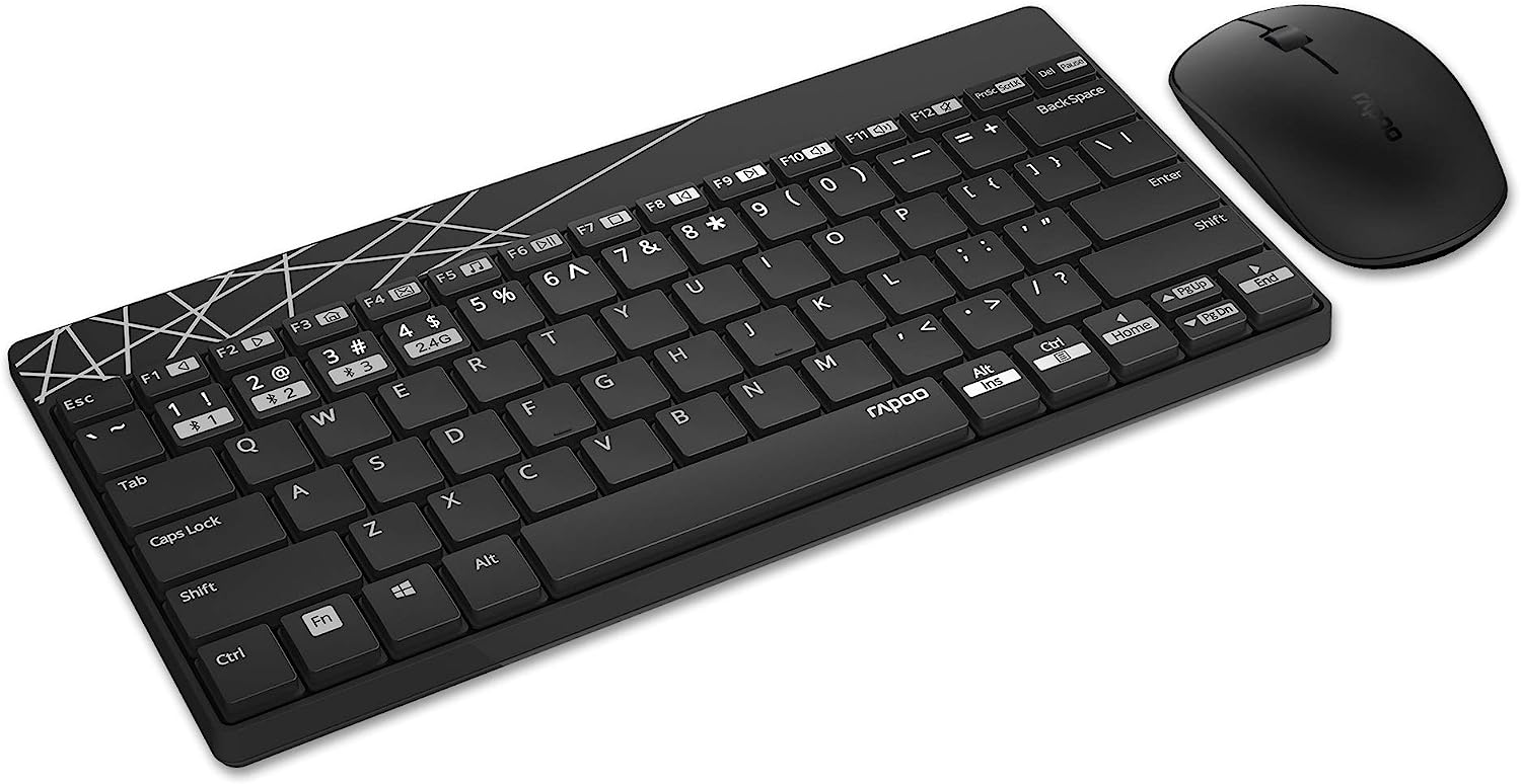 Rapoo Combo Multimode Keyboard and Mouse 8000m Mini | Color Black | Best Computer Accessories in Bahrain | Halabh