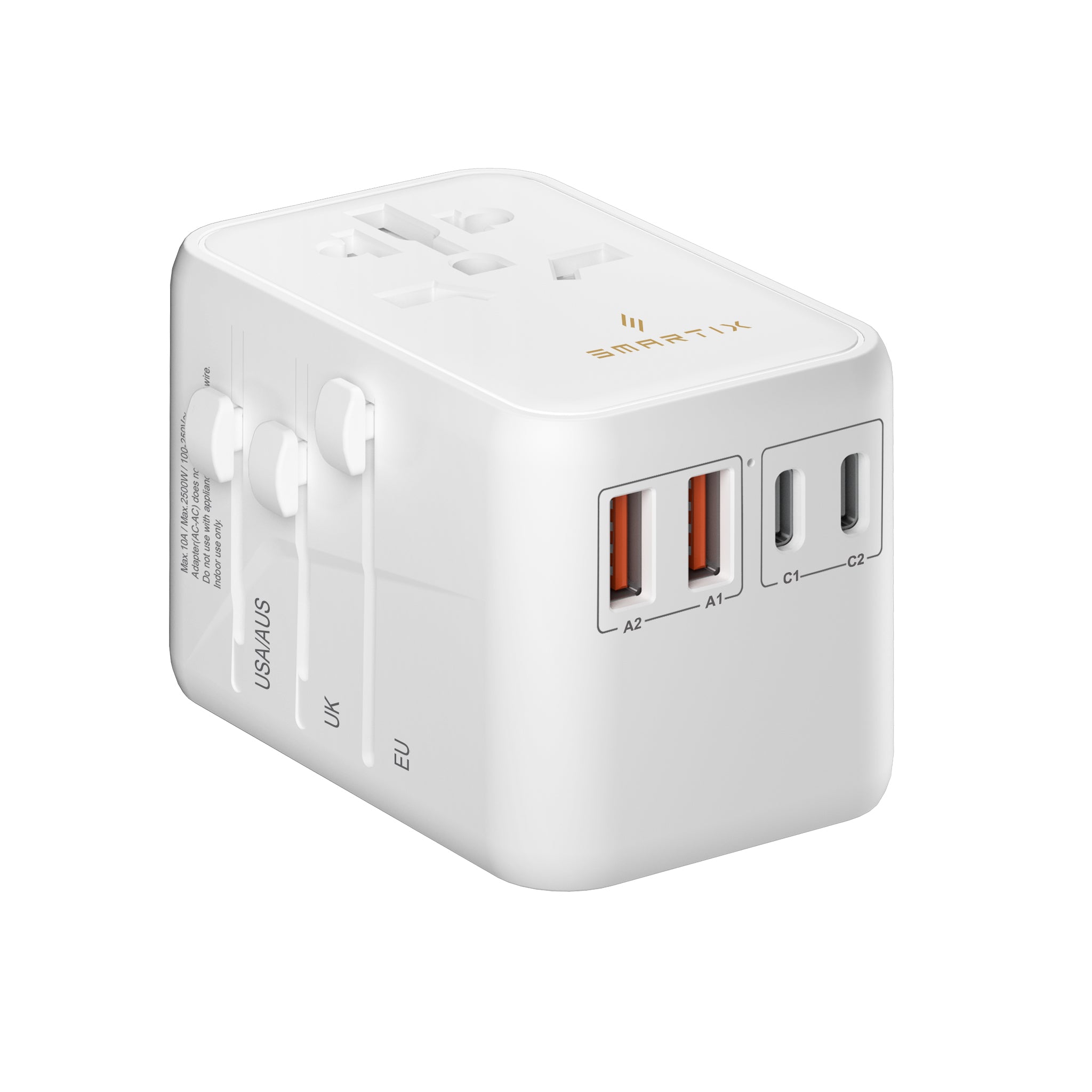 Smartix Premium International Travel Adaptor 65W White - SM1BCTA4