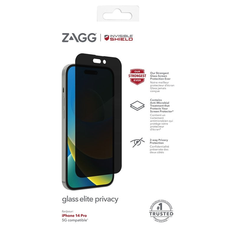 Invisible Shield Glass Elite Privacy Screen Protector iPhone 14 Pro Transparant
