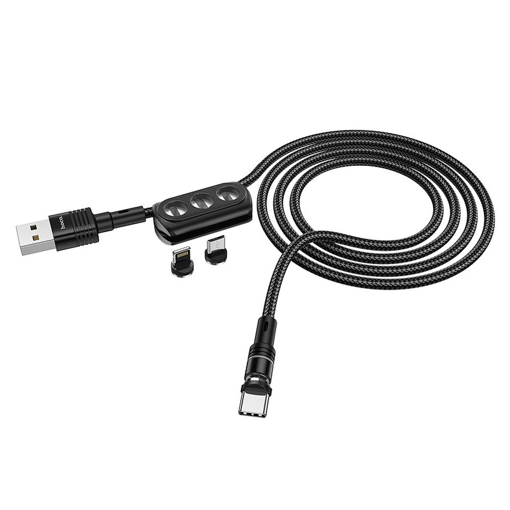 Hoco Cable Magnetic 3 In1 Type C Micro iPhone Lightning 8 Pin