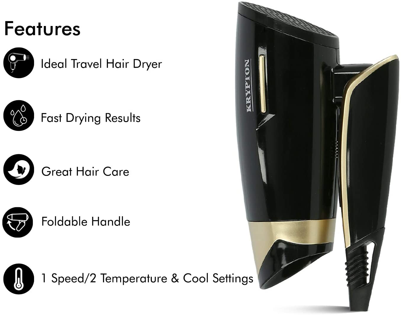 Krypton 1200 Watts Hair Dryer Black