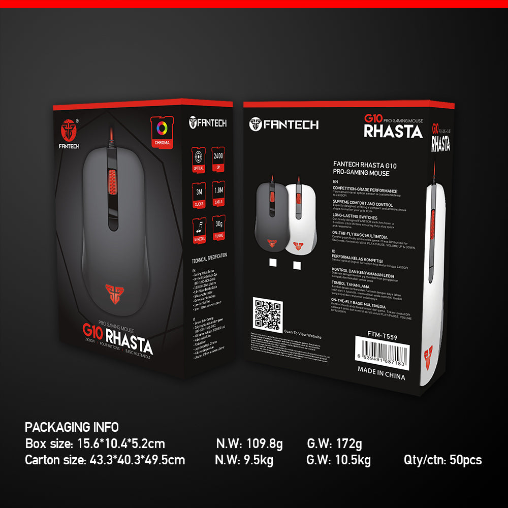 Fantech Rhasta USB Gaming Mouse Black - G10