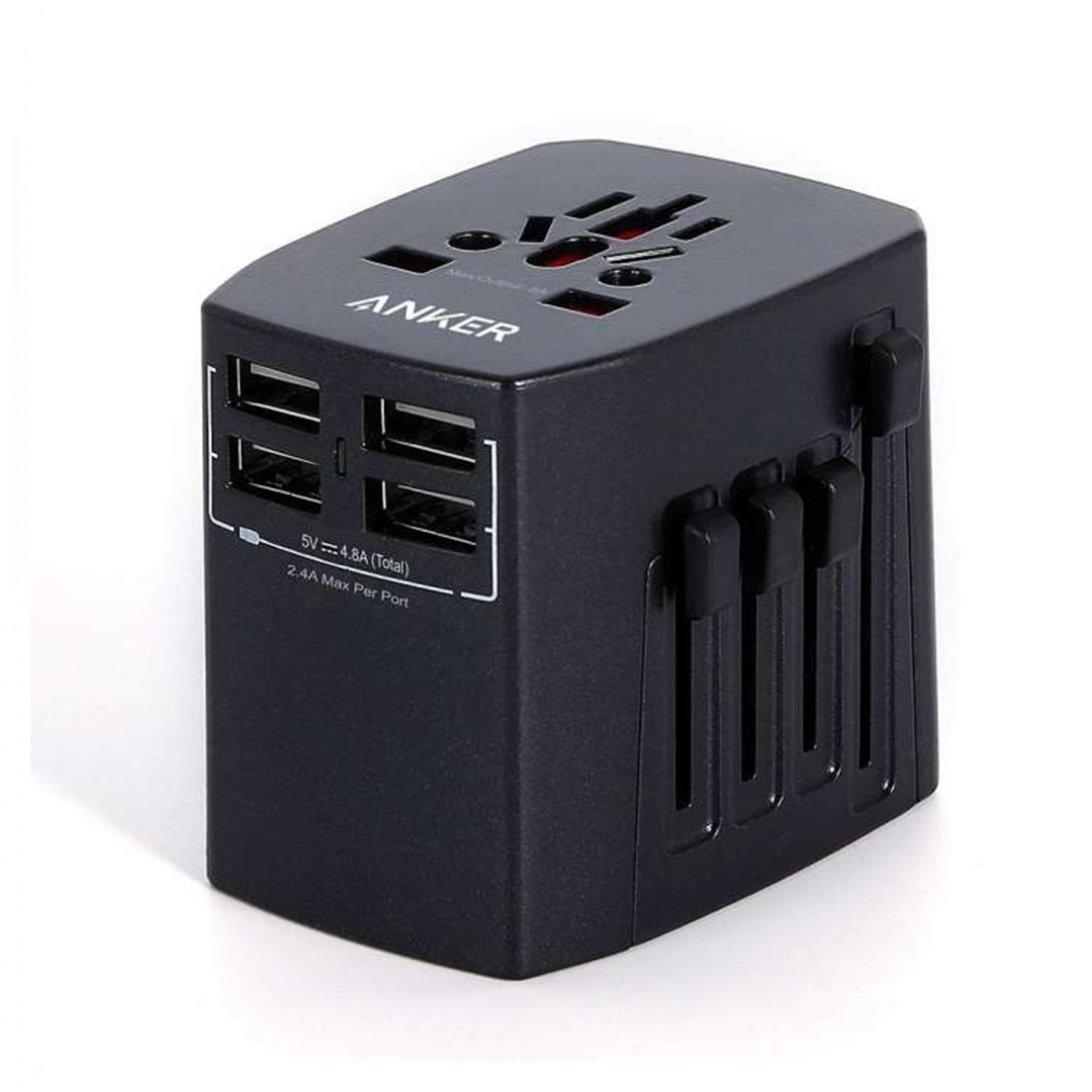 Anker Universal Travel Adapter With 4 Usb Black