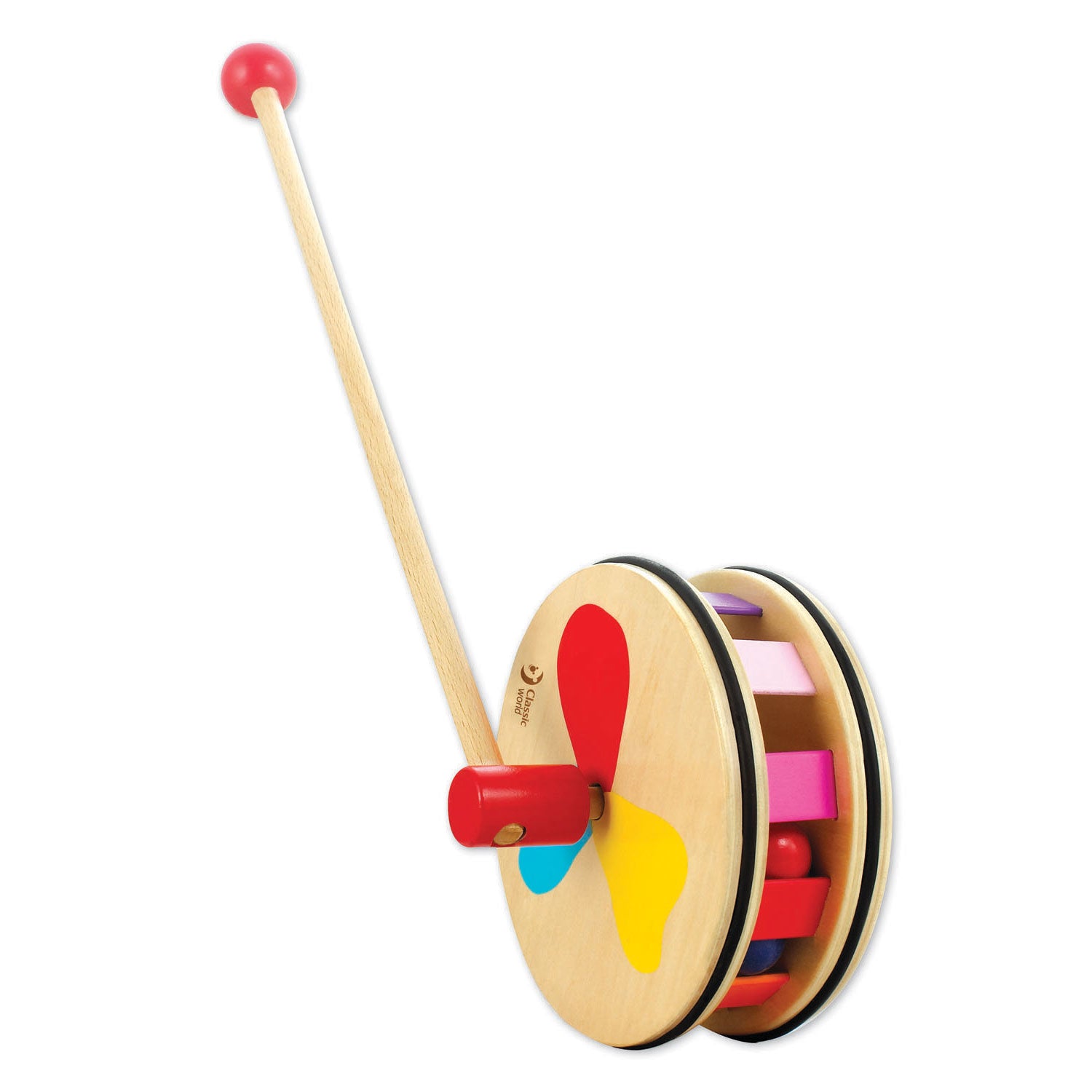 Classic World Wooden Push Figure Rainbow Wheel