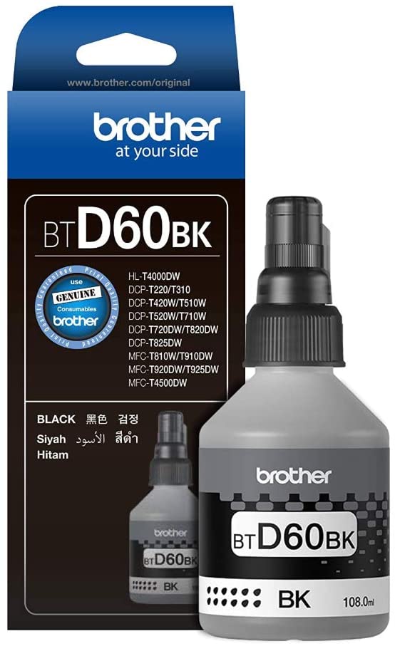 Brother Genuine Ultra High Yield Black Ink Bottle For Ink Tank Printers 108ml