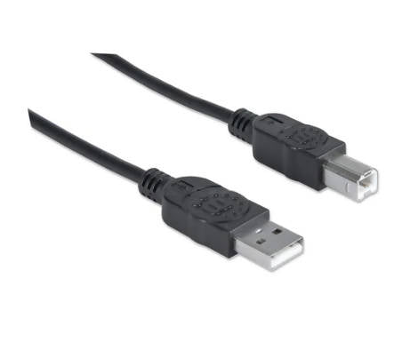 Manhattan Hi-Speed USB B Device Cable USB 2.0 Type-A Male to Type-B Male 480 Mbps 3m 10ft Black