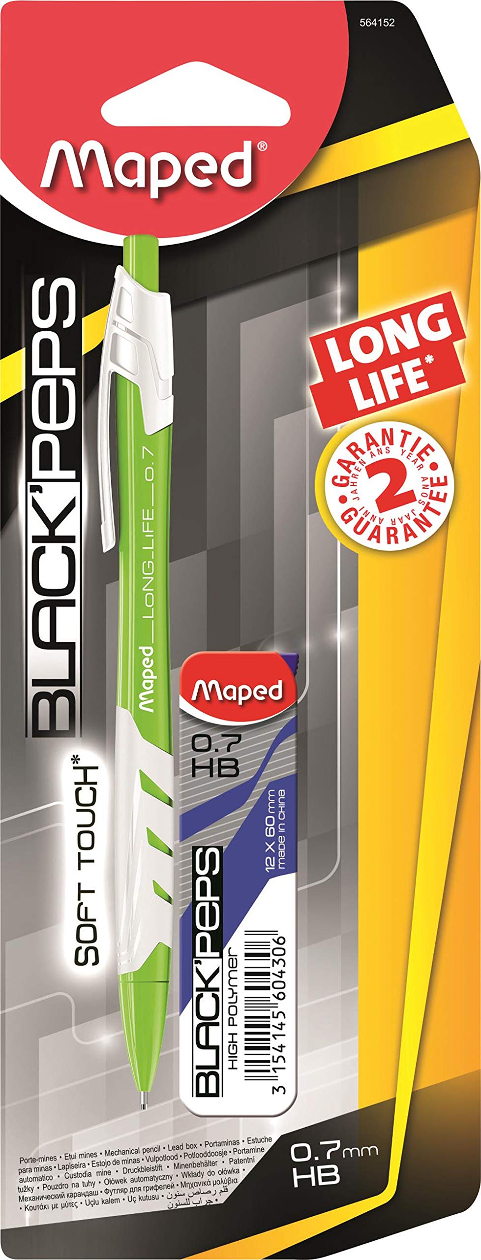 Maped Long Life Mechanical Pen and Lead Combo 0.7mm Tip