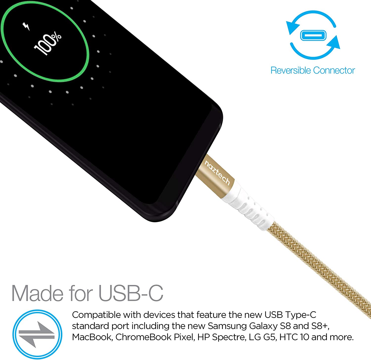 Naztech Braided Usb A To Usb C 2.0 Charge Sync Cable 4Ft