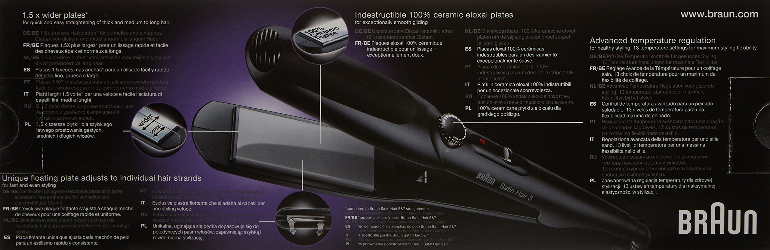 Braun Satin Hair 3 Hair Straightener | Color Black | Best Personal Care Accessories in Bahrain | Hair Care and Styling | Halabh