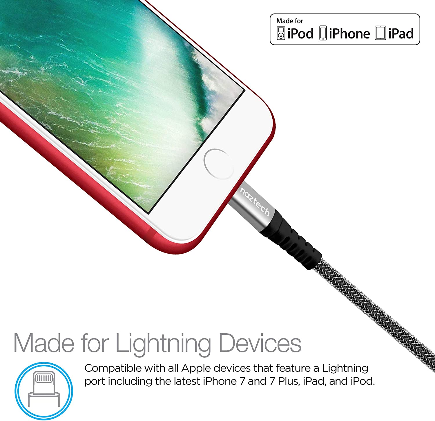 Naztech Micro Usb Charge/Sync Braided Cable 4Ft Black