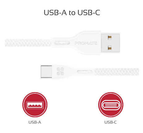 Promate 60W USB-C to USB-C Data and Charge Flexible