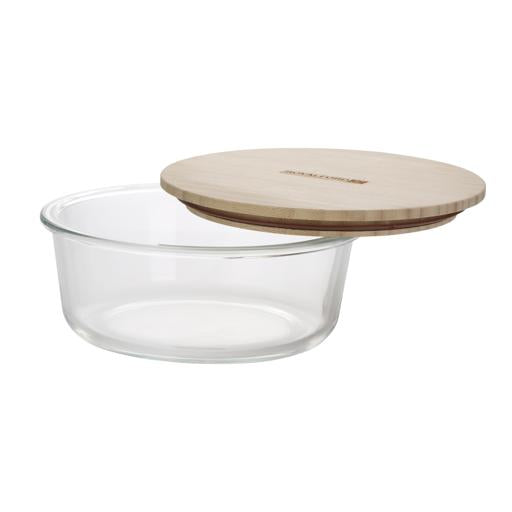 Royalford RF10325 Round Glass Food Container with Bamboo Lid