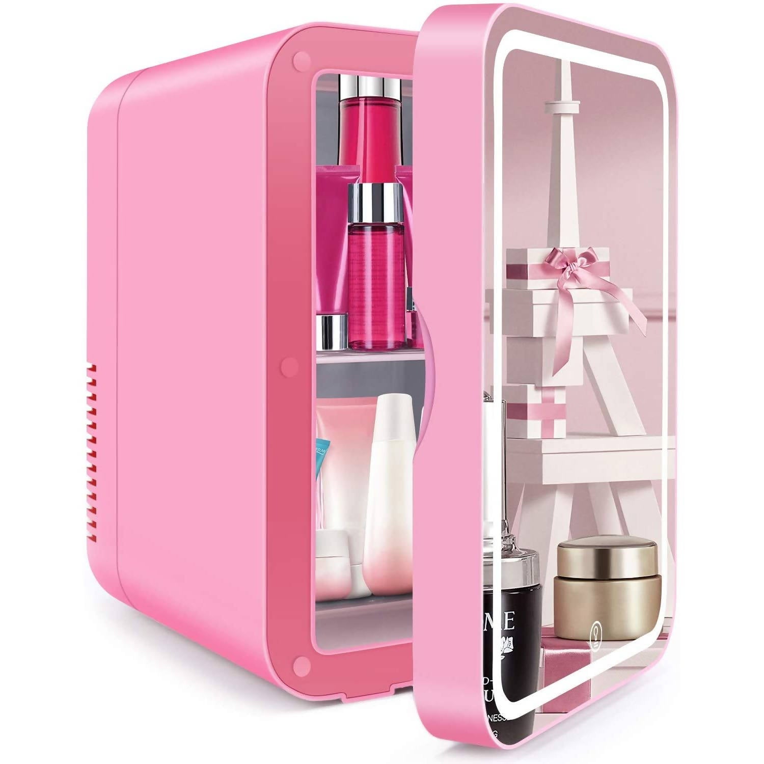 Obecilc Mini Fridge With Led Light Mirror 8L Pink | in Bahrain | Halabh.com