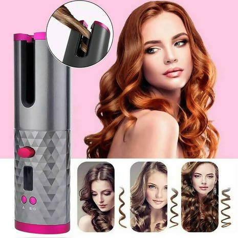 PFUM LCD Handheld Cordless Automatic Hair Curler Wireless Portable Usb Charging Lazy Curling Iron