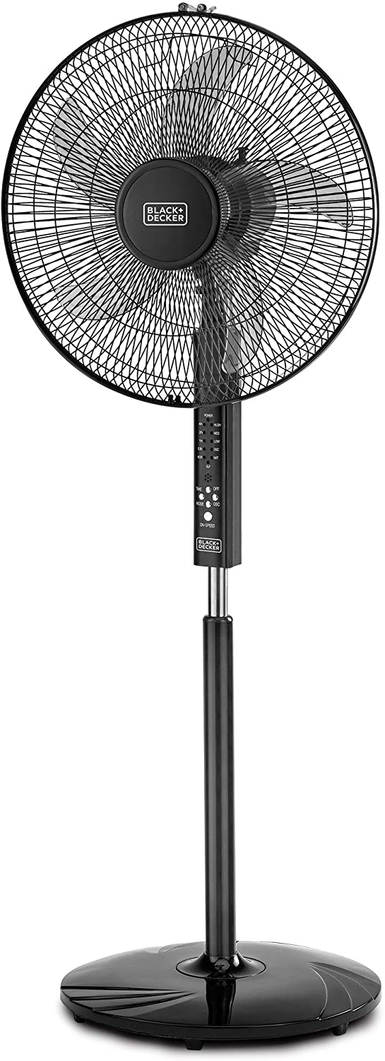 Black & Decker 16 Inch 3 Speed Pedestal Stand Fan with Remote Control  Black | in Bahrain | Halabh