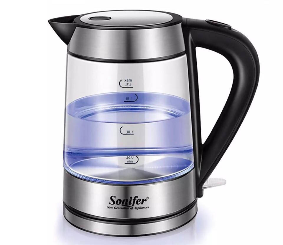 Electric Kettle Blue LED Light Glass Kettle 2200W Kitchen Smart Whistle Kettle Samovar Quick Heating Boiling Tea pot Sonifer